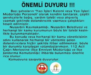 Dolandırıcılık Konusunda Önemli Duyuru!!!!
