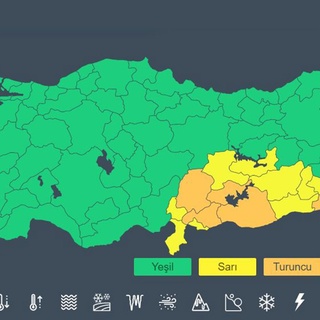 15 ile turuncu ve sarı uyarı