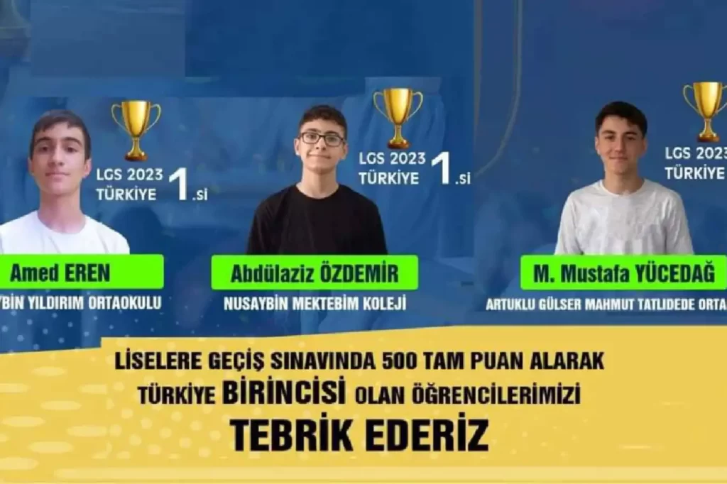 Mardin’de 3 öğrenci Türkiye LGS şampiyonu oldu