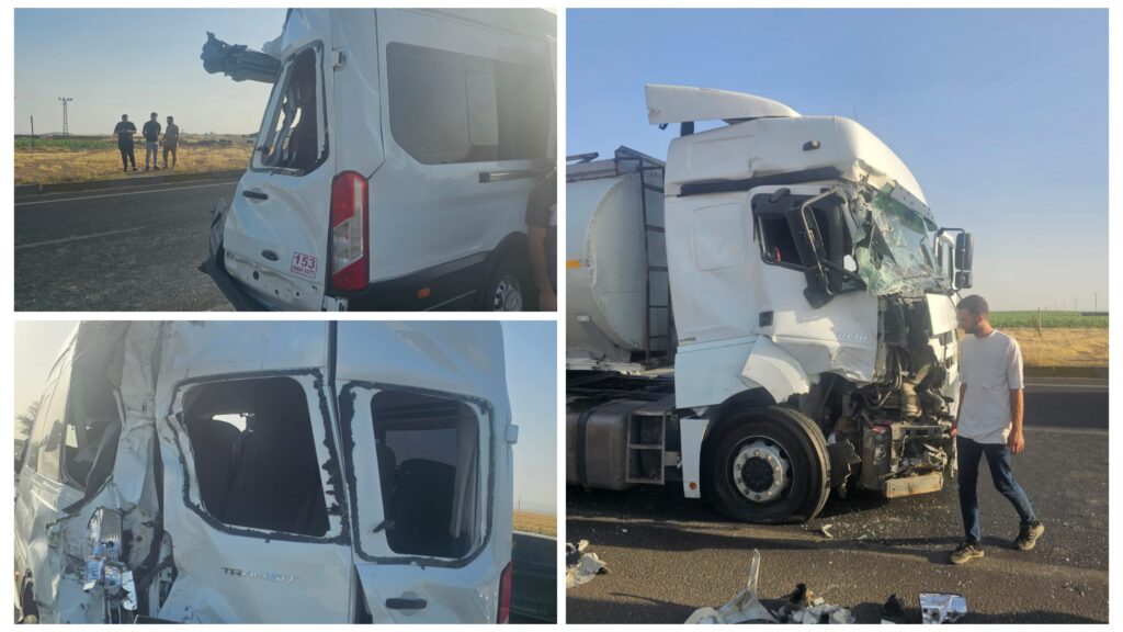 Mardin’de kırmızı ışıkta duran araçlara tanker çarptı: 4 yaralı