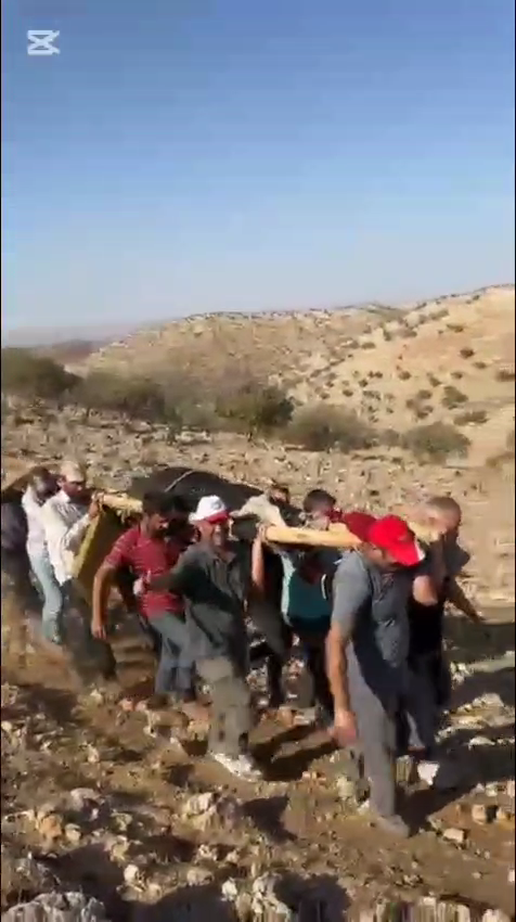Nusaybin’de köylüler sakatlanan ineği 2 kilometre boyunca sedyeyle taşıdı