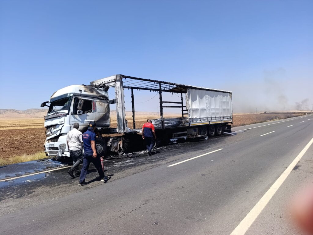 Nusaybin’de Seyir Halindeki TIR Alev Alev Yandı