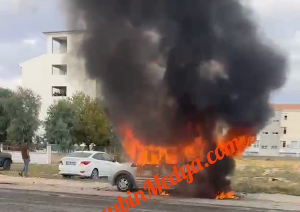 Nusaybin’de park halindeki otomobil alev aldı