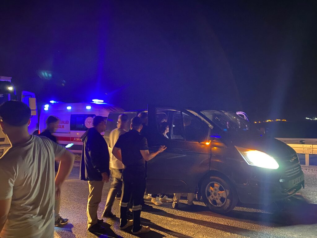 Nusaybin’de yol levhasına çarpan hafif ticari araçta 2 kişi yaralandı